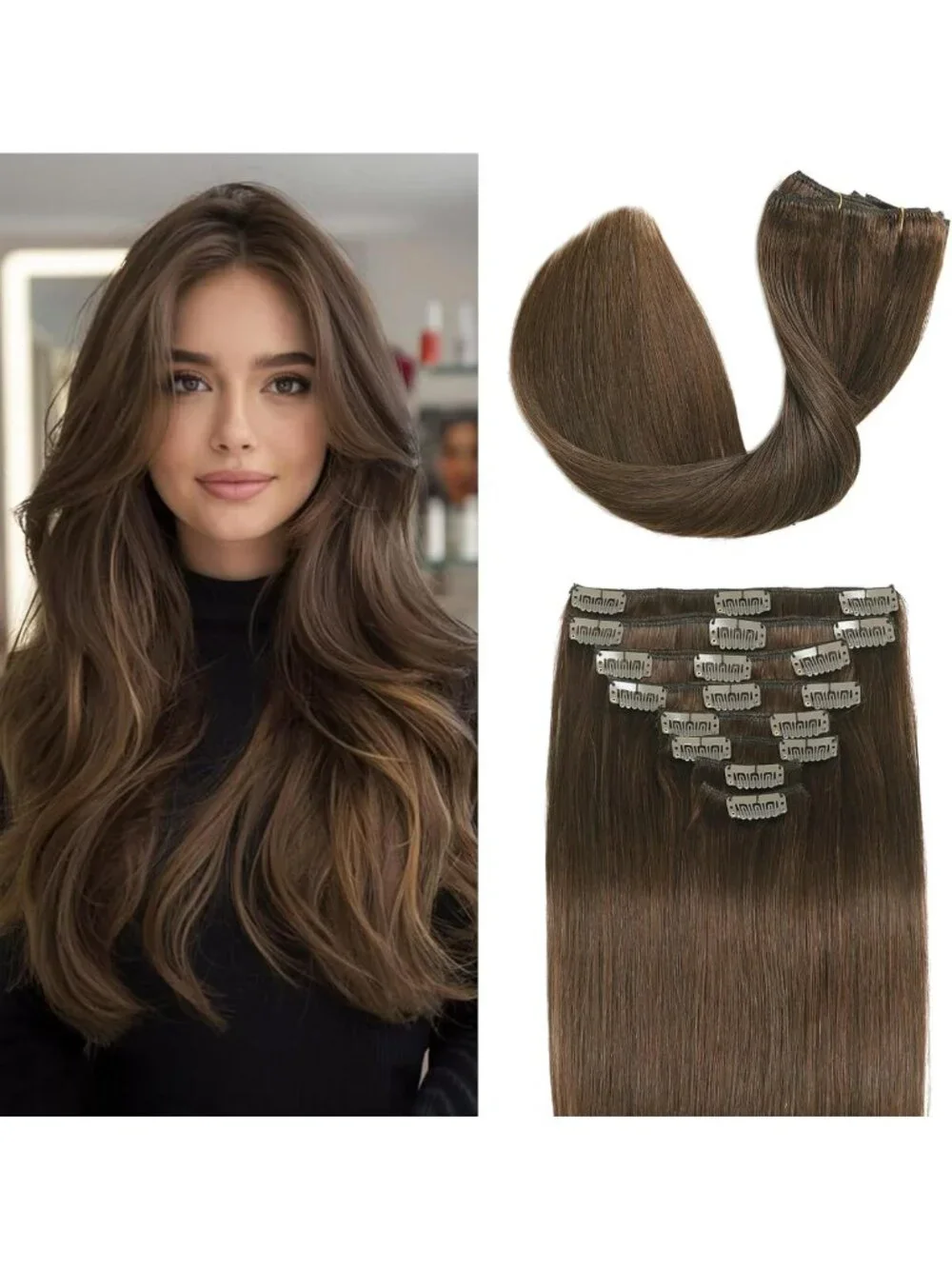 Chocolate Brown Clip-In Hair Extensions 16